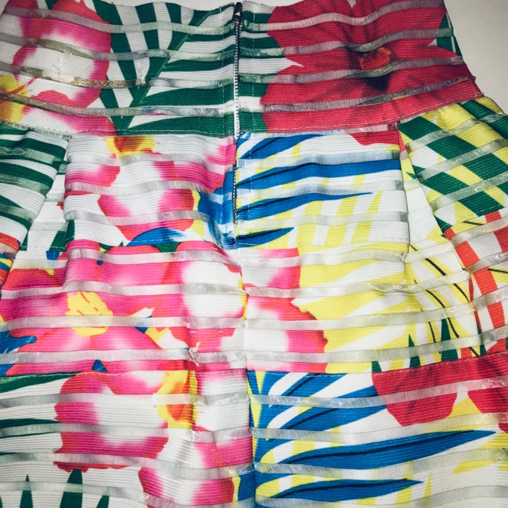 Neslay Designer Tropical A-Line Skirt Multi-Color Floral Pink Blue Green Small - Picture 5 of 12